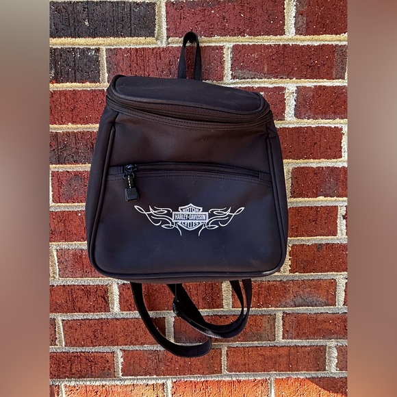 Harley-Davidson Handbags - Harley Davidson Nylon Backpack Small Black HD embroidered Moto Biker Bag tote